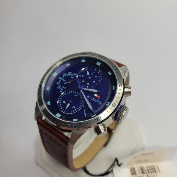 Tommy Hilfiger Men's Chronograph Brown Leather Strap Watch 46mm NEW - Picture 7 of 13